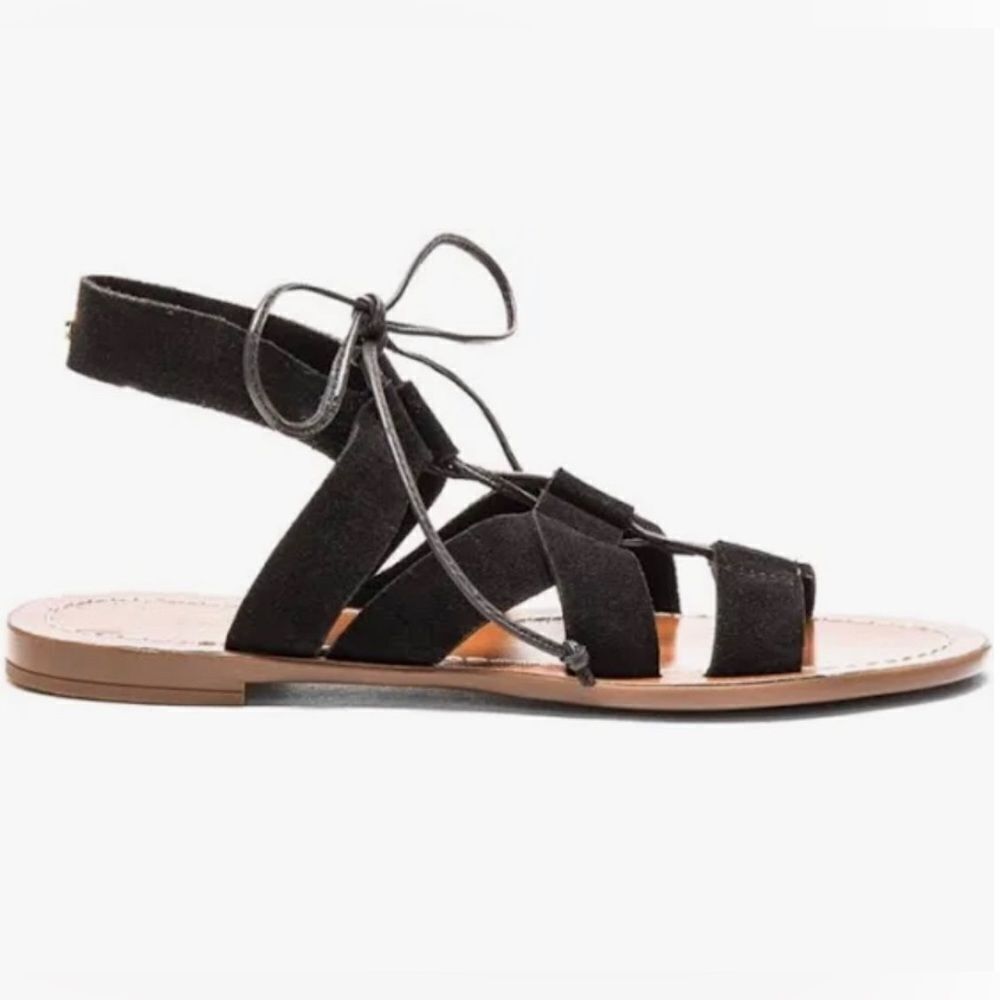 Kate Spade sumo strapped Gladiator black suede sandals size 8 1/2 medium.